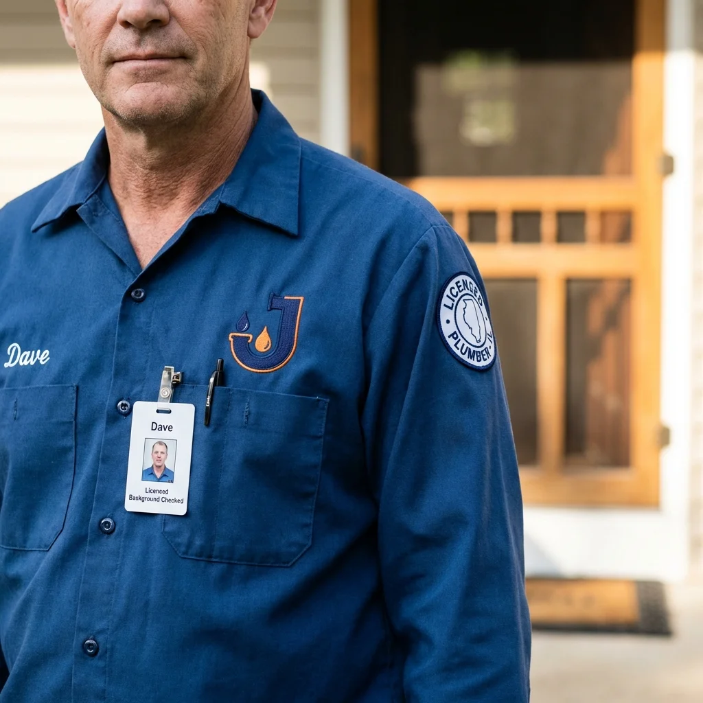 Licensed plumber showing ID badge in Farmer City, IL